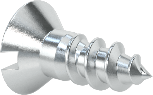 Çinko Kaplı Çelik Oluklu Düz Başlı Vidalar, Ahşap için, Numara 2 Boyut, 1/4" Uzunluk