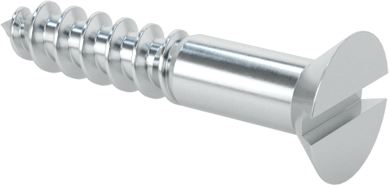 Çinko Kaplı Çelik Oluklu Düz Başlı Vidalar, Ahşap için, Numara 2 Boyut, 1/2" Uzunluk