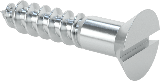 Çinko Kaplı Çelik Oluklu Düz Başlı Vidalar, Ahşap için, 3 Boyutu, 1/2" Uzunluk