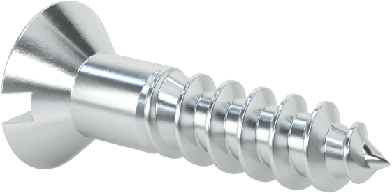 Çinko Kaplı Çelik Oluklu Düz Başlı Vidalar, Ahşap için, 4 Numara Boyut, 1/2" Uzunluk
