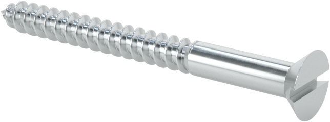 Çinko Kaplı Çelik Oluklu Düz Başlı Vidalar, Ahşap için, 4 Numara Boyut, 1-1/4" Uzunluk