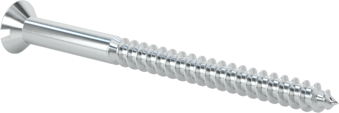 Çinko Kaplı Çelik Oluklu Düz Başlı Vidalar, Ahşap için, 4 Numara Boyut, 1-1/2" Uzunluk