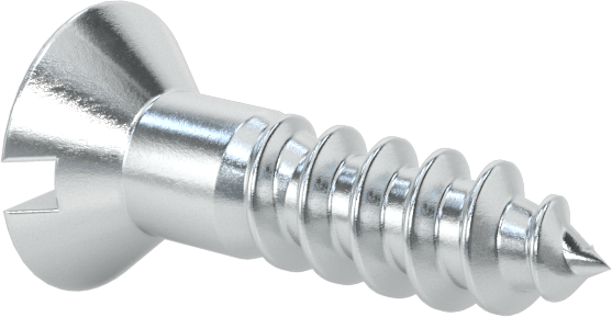 Çinko Kaplı Çelik Oluklu Düz Başlı Vidalar, Ahşap için, 5 Numara, 1/2" Uzunluk