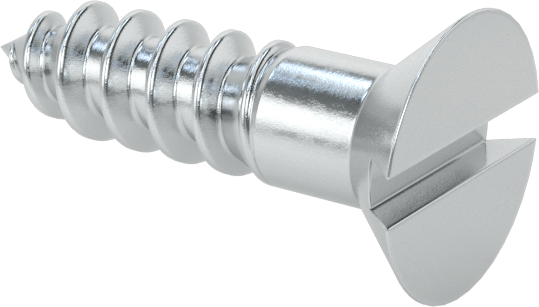 Çinko Kaplı Çelik Oluklu Düz Başlı Vidalar, Ahşap için, 5 Numara, 1/2" Uzunluk