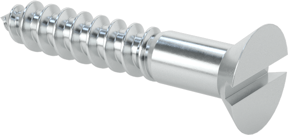 Çinko Kaplı Çelik Oluklu Düz Başlı Vidalar, Ahşap için, 5 Numara, 3/4" Uzunluk