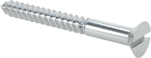 Çinko Kaplı Çelik Oluklu Düz Başlı Vidalar, Ahşap için, 5 Numara, 1-1/4" Uzunluk