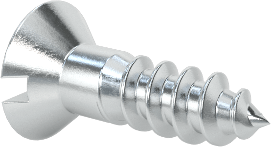 Çinko Kaplı Çelik Oluklu Düz Başlı Vidalar, Ahşap için, Numara 6 Boyut, 1/2" Uzunluk