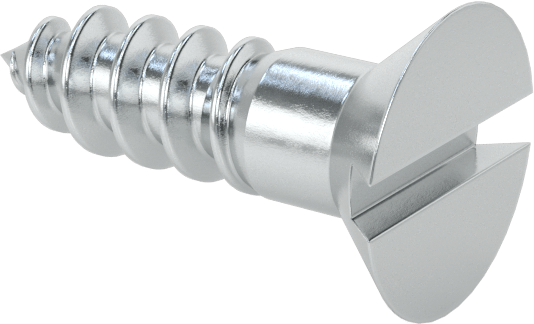 Çinko Kaplı Çelik Oluklu Düz Başlı Vidalar, Ahşap için, Numara 6 Boyut, 1/2" Uzunluk