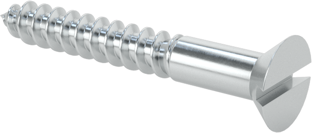 Çinko Kaplı Çelik Oluklu Düz Başlı Vidalar, Ahşap için, Numara 8 Boyut, 1-1/4" Uzunluk