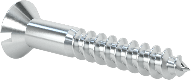 Çinko Kaplı Çelik Oluklu Düz Başlı Vidalar, Ahşap için, 10 Numaralı Boyut, 1-1/4" Uzunluk