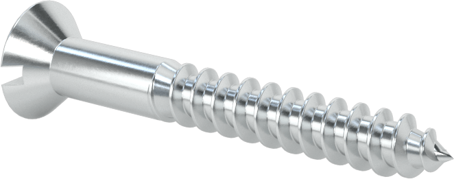 Çinko Kaplı Çelik Oluklu Düz Başlı Vidalar, Ahşap için, 10 Numaralı Boyut, 1-1/2" Uzunluk