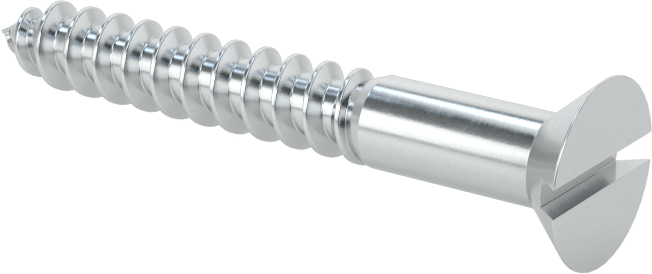 Çinko Kaplı Çelik Oluklu Düz Başlı Vidalar, Ahşap için, 10 Numaralı Boyut, 1-1/2" Uzunluk