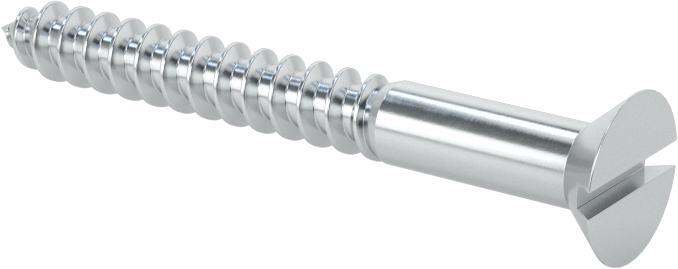 Çinko Kaplı Çelik Oluklu Düz Başlı Vidalar, Ahşap için, 10 Numaralı Boyut, 1-3/4" Uzunluk