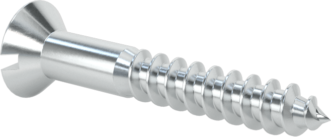 Çinko Kaplı Çelik Oluklu Düz Başlı Vidalar, Ahşap için, 12 Numaralı Boyut, 1-1/2" Uzunluk