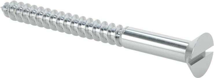 Çinko Kaplı Çelik Oluklu Düz Başlı Vidalar, Ahşap için, 12 Numaralı Boyut, 2-1/2" Uzunluk