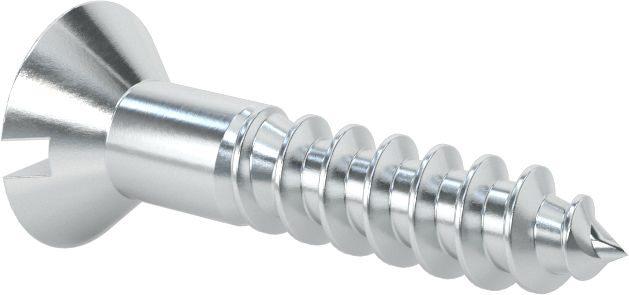 Çinko Kaplı Çelik Oluklu Düz Başlı Vidalar, Ahşap için, 14 Numaralı Boyut, 1-1/4" Uzunluk