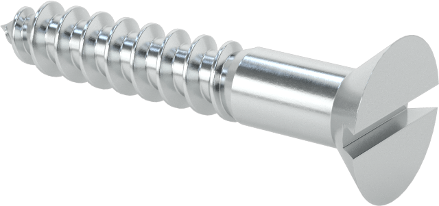 Çinko Kaplı Çelik Oluklu Düz Başlı Vidalar, Ahşap için, 14 Numaralı Boyut, 1-1/2" Uzunluk