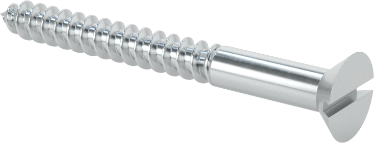 Çinko Kaplı Çelik Oluklu Düz Başlı Vidalar, Ahşap için, 14 Numaralı Boyut, 2-1/2" Uzunluk