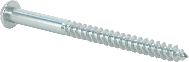 Yivli Dekoratif Yuvarlak Başlı Vidalar, Ahşap için, Çinko Kaplı Çelik, 10 Numaralı Boyut, 2-1/2" Uzunluk