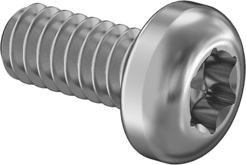 Çinko Kaplı Çelik Silindir Başlı Torx Vidalar, 2-56 Diş Boyutu, 3/16" Uzunluk