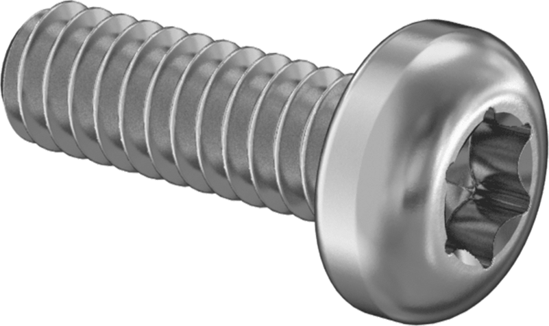 Çinko Kaplı Çelik Silindir Başlı Torx Vidalar, 2-56 Diş Boyutu, 1/4" Uzunluk