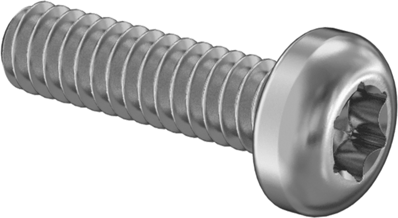 Çinko Kaplı Çelik Silindir Başlı Torx Vidalar, 2-56 Diş Boyutu, 5/16" Uzunluk