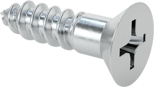 Ahşap için Phillips Düz Başlı Vidalar, Çinko Kaplı Çelik, 5 Numara, 1/2" Uzunluk