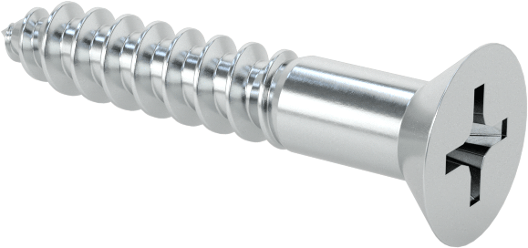 Ahşap için Phillips Düz Başlı Vidalar, Çinko Kaplı Çelik, 5 Numara, 3/4" Uzunluk