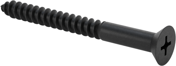 Ahşap için Phillips Düz Başlı Vidalar, Siyah Oksit Çelik, Numara 8 Boyut, 1-3/4" Uzunluk