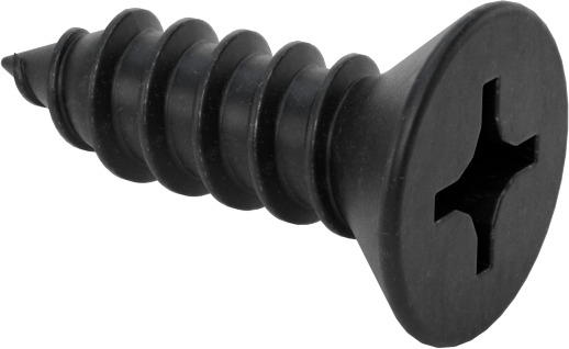 Siyah Oksit Çelik Phillips Düz Başlı Vidalar, Sac Metal için, 4 Numara Boyut, 3/8" Uzunluk