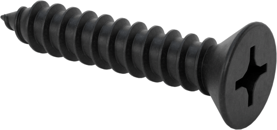 Siyah Oksit Çelik Phillips Düz Başlı Vidalar, Sac Metal için, 4 Numara Boyut, 5/8" Uzunluk