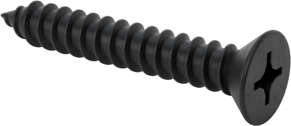 Siyah Oksit Çelik Phillips Düz Başlı Vidalar, Sac Metal için, 4 Numara Boyut, 3/4" Uzunluk