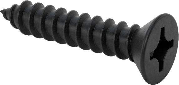 Siyah Oksit Çelik Phillips Düz Başlı Vidalar, Sac Metal için, Numara 6 Boyut, 3/4" Uzunluk