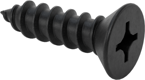 Siyah Oksit Çelik Phillips Düz Başlı Vidalar, Sac Metal için, 10 Numaralı Boyut, 3/4" Uzunluk, 0,362" Baş Çapı
