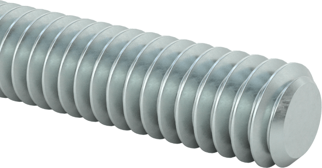 Çinko Kaplı Düşük Mukavemetli Çelik Sol Dişli Çubuk, 1/4"-20 Diş Boyutu, 3 Fit Uzunluk
