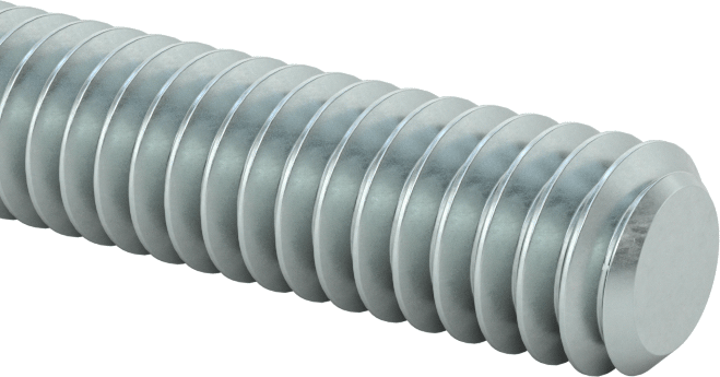 Çinko Kaplı Düşük Mukavemetli Çelik Sol Dişli Çubuk, 1/4"-20 Diş Boyutu, 6 Fit Uzunluk