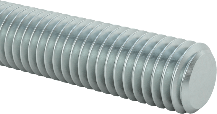 Çinko Kaplı Düşük Mukavemetli Çelik Sol Dişli Çubuk, 1/2"-13 Diş Boyutu, 6 Fit Uzunluk