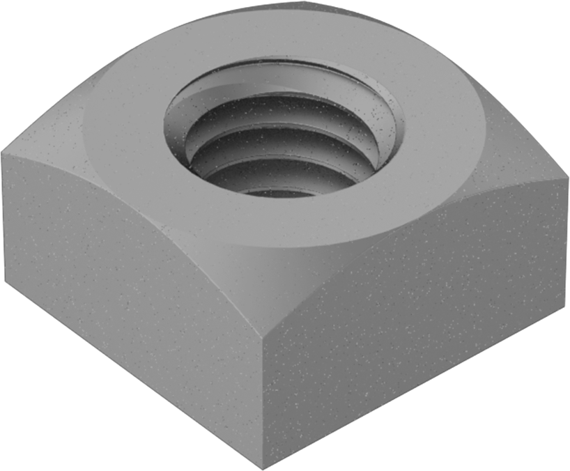 Düşük Mukavemetli Çelik Kare Somun, 3/8"-16 Diş Boyutu, 21/64" Yükseklik