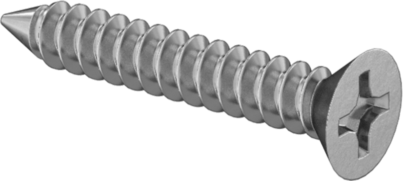 Çinko Kaplı Çelik Phillips Düz Başlı Vidalar, Sac Metal için, 0 Numaralı Boyut, 3/8" Uzunluk