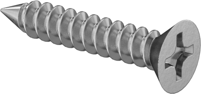 Çinko Kaplı Çelik Phillips Düz Başlı Vidalar, Sac Metal için, 4 Numara Boyut, 5/8" Uzunluk