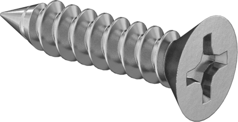 Çinko Kaplı Çelik Phillips Düz Başlı Vidalar, Sac Metal için, Numara 6 Boyut, 5/8" Uzunluk