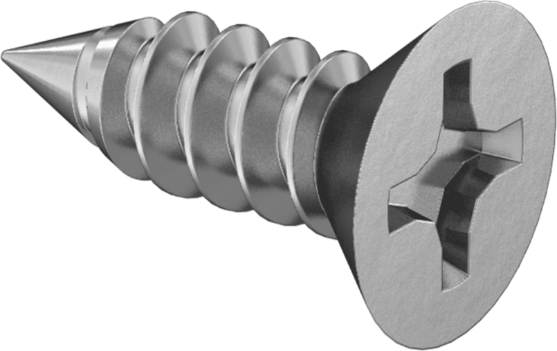Çinko Kaplı Çelik Phillips Düz Başlı Vidalar, Sac Metal için, Numara 8 Boyut, 1/2" Uzunluk