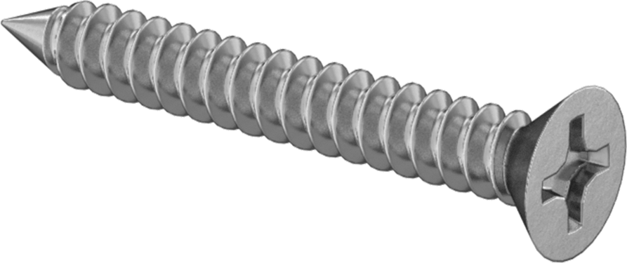 Çinko Kaplı Çelik Phillips Düz Başlı Vidalar, Sac Metal için, Numara 8 Boyut, 1-1/4" Uzunluk