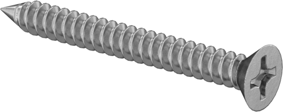 Çinko Kaplı Çelik Phillips Düz Başlı Vidalar, Sac Metal için, Numara 8 Boyut, 1-1/2" Uzunluk