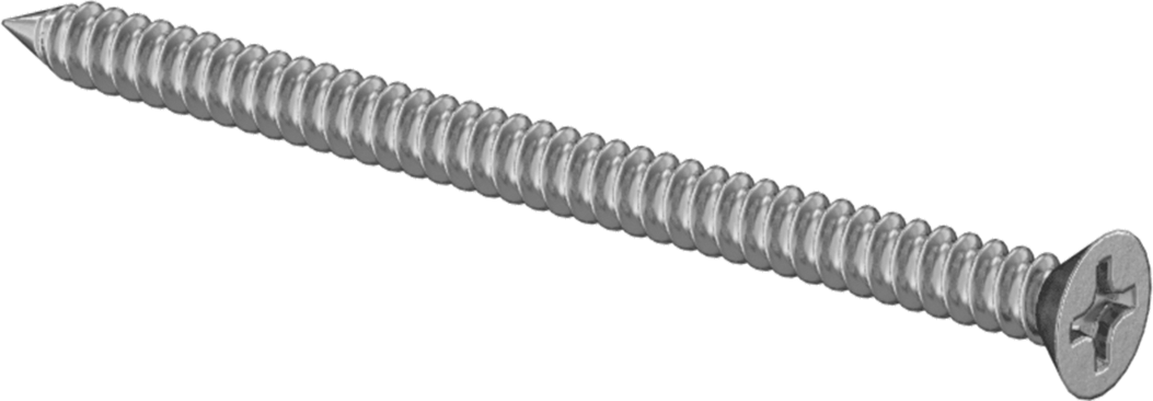 Çinko Kaplı Çelik Phillips Düz Başlı Vidalar, Sac Metal için, Numara 8 Boyut, 2-1/2" Uzunluk