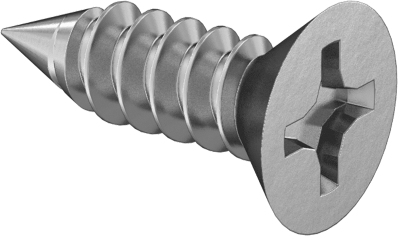 Çinko Kaplı Çelik Phillips Düz Başlı Vidalar, Sac Metal için, 10 Numaralı Boyut, 5/8" Uzunluk
