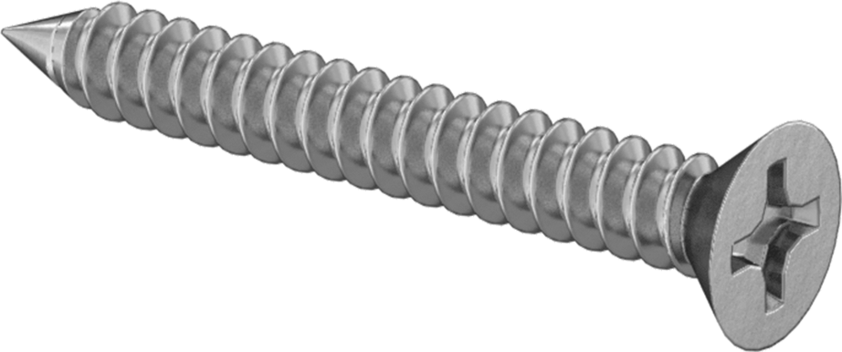 Çinko Kaplı Çelik Phillips Düz Başlı Vidalar, Sac Metal için, 10 Numaralı Boyut, 1-1/2" Uzunluk