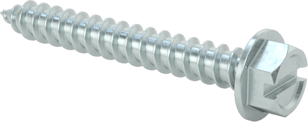 Çinko Kaplı Çelik Flanşlı Altıgen Başlı Vidalar, Sac Metal için, Numara 8 Boyut, 1-1/4" Uzunluk
