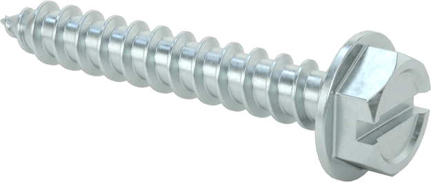 Çinko Kaplı Çelik Flanşlı Altıgen Başlı Vidalar, Sac Metal için, 10 Numaralı Boyut, 1-1/4" Uzunluk