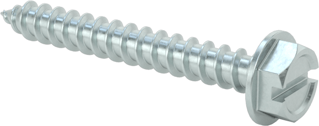 Çinko Kaplı Çelik Flanşlı Altıgen Başlı Vidalar, Sac Metal için, 10 Numaralı Boyut, 1-1/2" Uzunluk